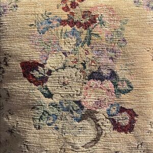 Vintage Floral Embroidered Yellow Accent Pillow